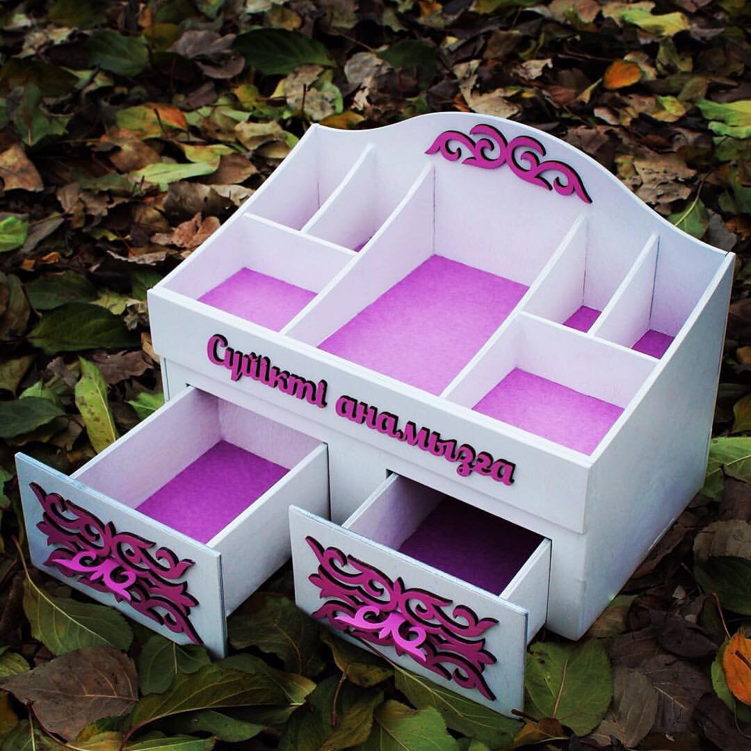 Intra απο ξύλο plywood 3mm-4mm πάχος - Συρταριέρα Storage Box Organizer μακιγιάζ Δίασταση 30x30 cm Intraeaxys-6o3ynr37