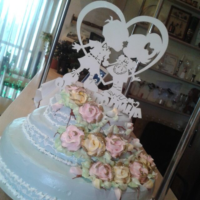 Intra απο ξύλο plywood 3mm-4mm πάχος - Couple Cake Topper Δίασταση 30x30 cm Intraeaxys-91jd6e81