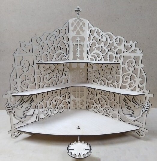 Intra απο ξύλο plywood 3mm-4mm πάχος - Εικονοστάσιο Ξύλινο Ράφι για Εικονίδια Πρότυπο Χριστιανικού Βωμού στο σπίτι Δίασταση 40x50 cm Intraeaxys-r7vmzzk7