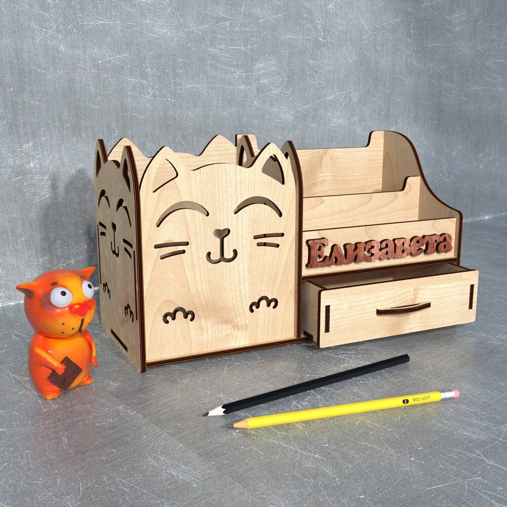 Intra απο ξύλο plywood 3mm-4mm πάχος - Cat Desk Organizer 4mm Δίασταση 30x30 cm Intraeaxys-joedqzn1