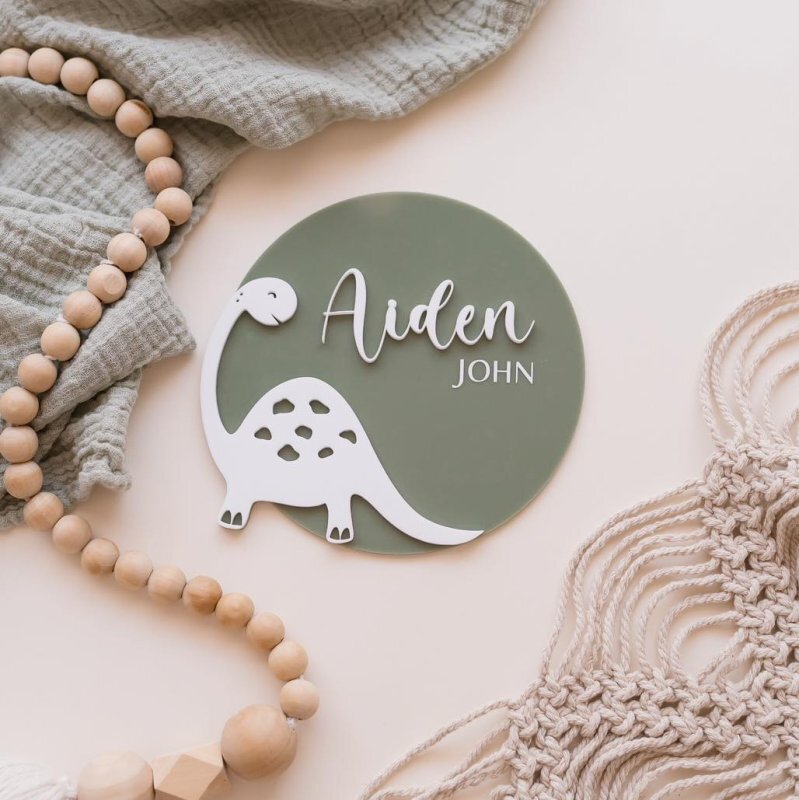 Intra απο ξύλο plywood 3mm-4mm πάχος - Πλακέτα αναγγελίας γέννησης δεινοσαύρων Δίασταση 30x30 cm Intraeaxys-voq3dyj7