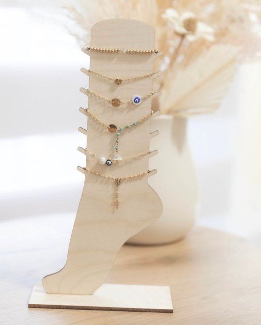 Intra απο ξύλο plywood 3mm-4mm πάχος - Ξύλινο σταντ επίδειξης κοσμημάτων Organizer Anklet Δίασταση 30x30 cm Intraeaxys-eoxp86q7