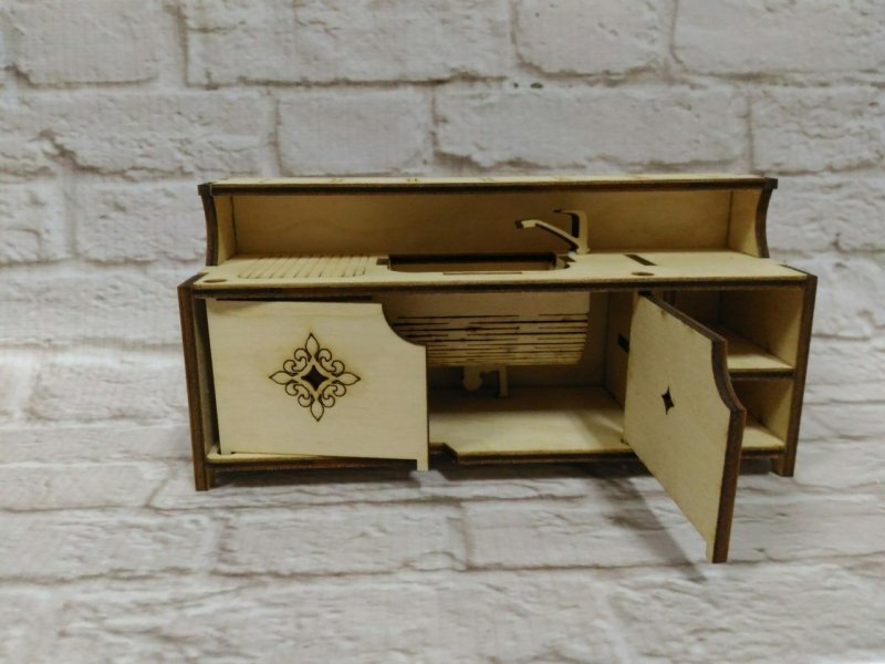 Intra απο ξύλο plywood 3mm-4mm πάχος - Κουκλόσπιτο Μινιατούρα Κουζίνας Δίασταση 30x30 cm Intraeaxys-qomrmvp1