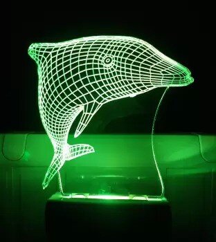 Intra απο ξύλο plywood 3mm-4mm πάχος - Dolphin 3D Illusion Lamp Δίασταση 30x30 cm Intraeaxys-ro6y59n7