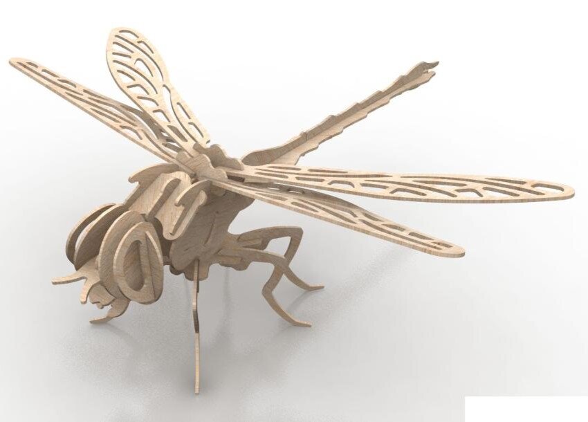 Intra απο ξύλο plywood 3mm-4mm πάχος - Dragonfly 3D παζλ Δίασταση 30x30 cm Intraeaxys-67wlr221