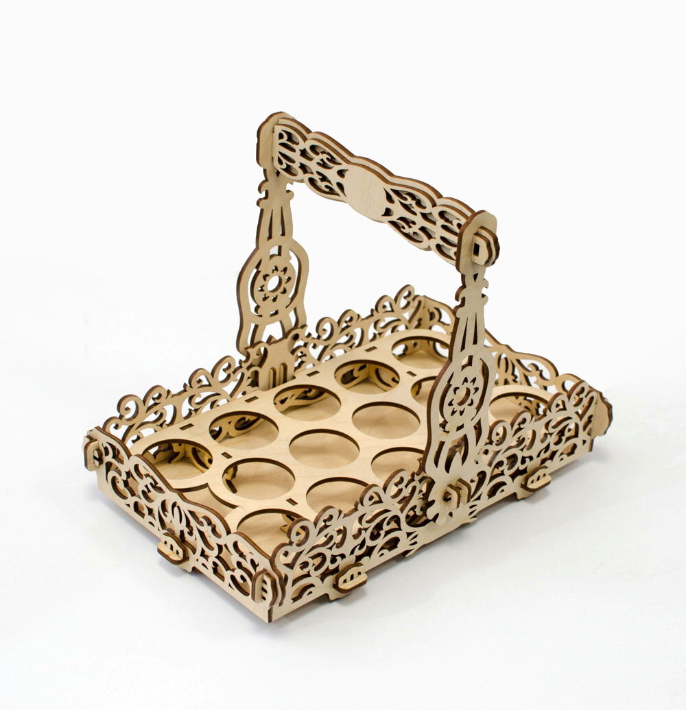 Intra απο ξύλο plywood 3mm-4mm πάχος - Πασχαλινό καλάθι με αναδιπλούμενο και σταθερό χερούλι Δίασταση 30x30 cm Intraeaxys-m1d6emd7