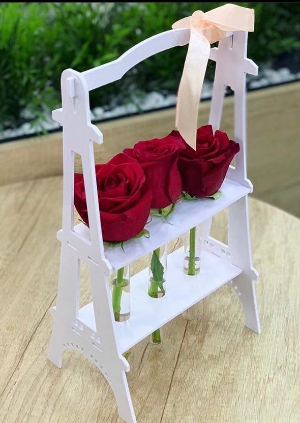 Intra απο ξύλο plywood 3mm-4mm πάχος - Eiffel Tower Planter Flower Stand Κομψή ξύλινη βάση φιάλης Δίασταση 30x30 cm Intraeaxys-ro6ywlq7