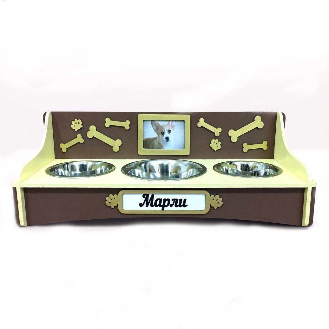 Intra απο ξύλο plywood 3mm-4mm πάχος - Ανυψωμένη βάση για μπολ για κατοικίδια Δίασταση 30x30 cm Intraeaxys-91jdnel1