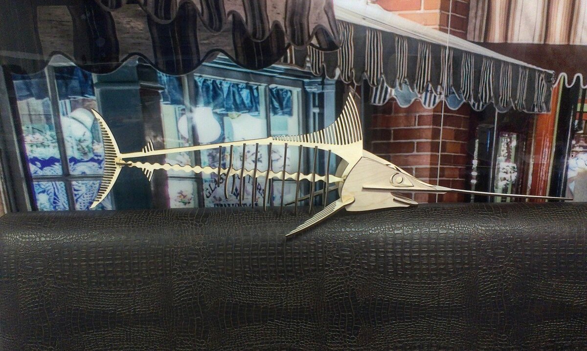 Intra απο ξύλο plywood 3mm-4mm πάχος - Διακόσμηση με σκελετό ψαριού Δίασταση 30x30 cm Intraeaxys-eo0qwng1