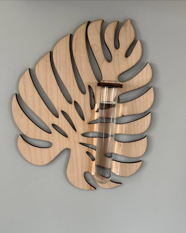 Intra απο ξύλο plywood 3mm-4mm πάχος - Σταθμός πολλαπλασιασμού φυτών, Δώρο για τον λάτρη των φυτών, Επιτοίχιο βάζο για μοσχεύματα φυτών, υδροπονικό βάζο Δίασταση 30x30 cm Intraeaxys-eo24yw31