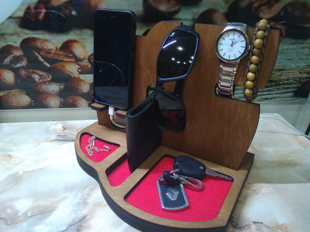 Intra απο ξύλο plywood 3mm-4mm πάχος - Σταθμός σύνδεσης Nightstand Organizer Δίασταση 30x30 cm Intraeaxys-yon0kgk7