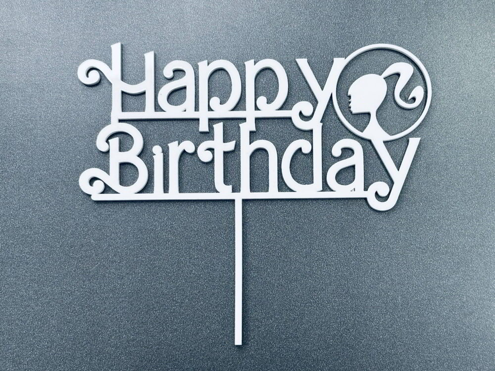 Σετ των 2 Intra απο ξύλο plywood 3mm-4mm πάχος - Κορίτσι Χρόνια Πολλά Cake Topper Δίασταση 20x20 cm Intraeaxys-joedm3n1