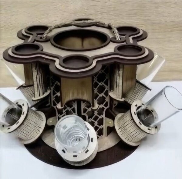 Intra απο ξύλο plywood 3mm-4mm πάχος - Mini Bar με ποτηροθήκη Δίασταση 30x30 cm Intraeaxys-eo205637