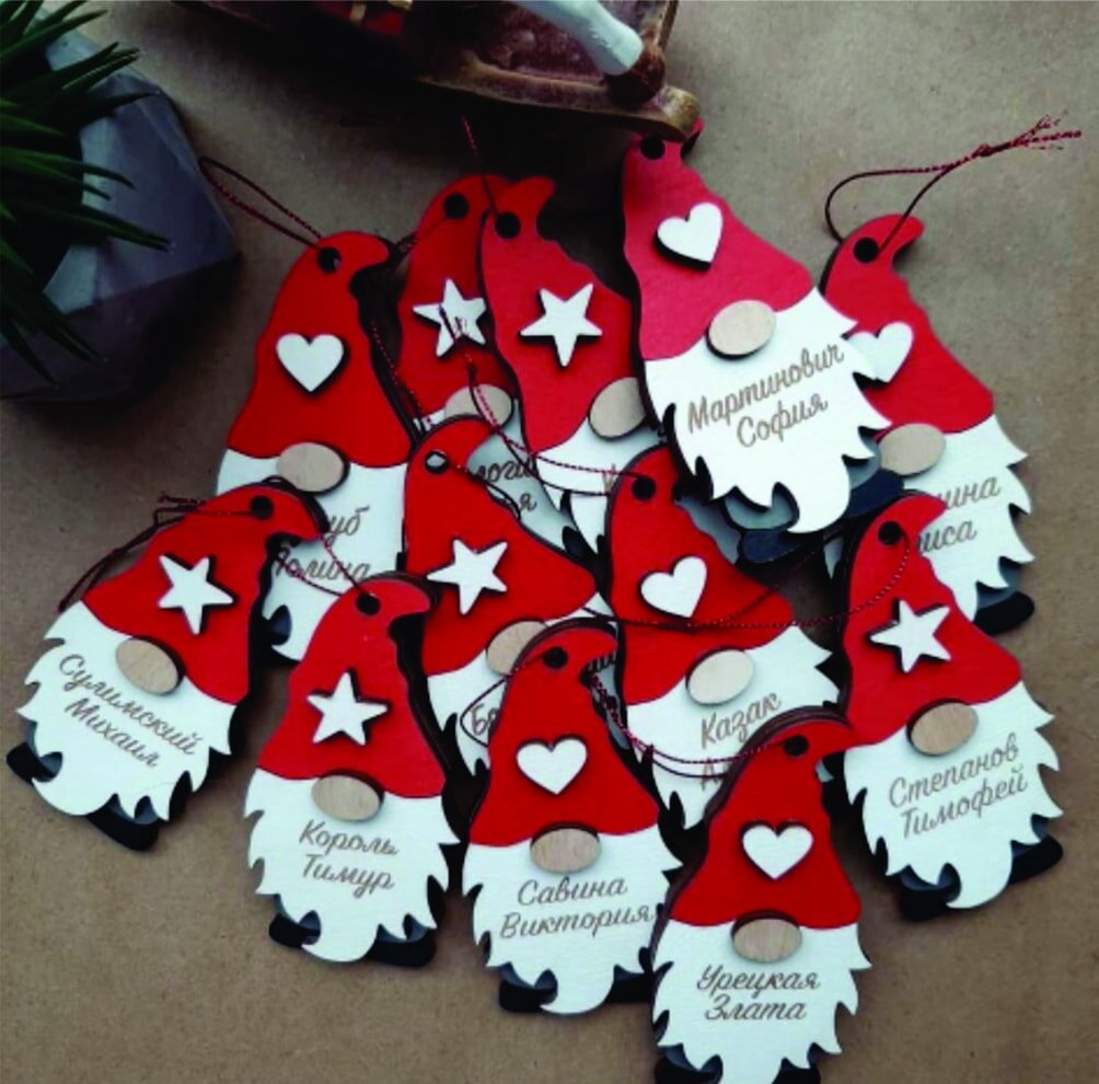 Σετ των 2 Intra απο ξύλο plywood 3mm-4mm πάχος - Χριστουγεννιάτικο Στολίδι Gnome Πρωτοχρονιάτικο Gnomes Χριστουγεννιάτικο ντεκόρ Δίασταση 10x10 cm Intraeaxys-91jdn9g1