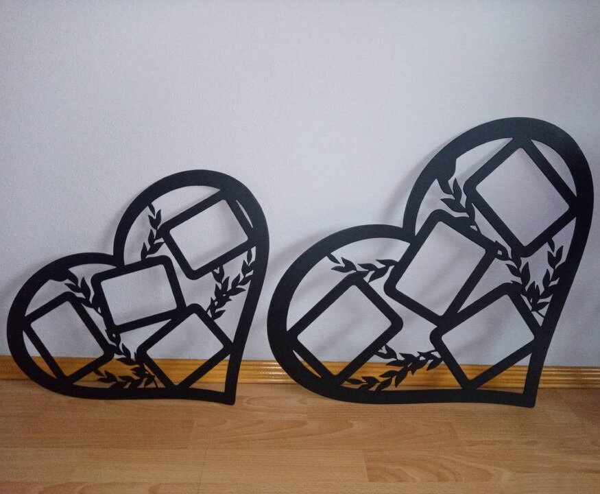 Intra απο ξύλο plywood 3mm-4mm πάχος - Κρεμαστή γκαλερί πολλαπλών καρέ σε σχήμα καρδιάς Δίασταση 30x30 cm Intraeaxys-lopqke37