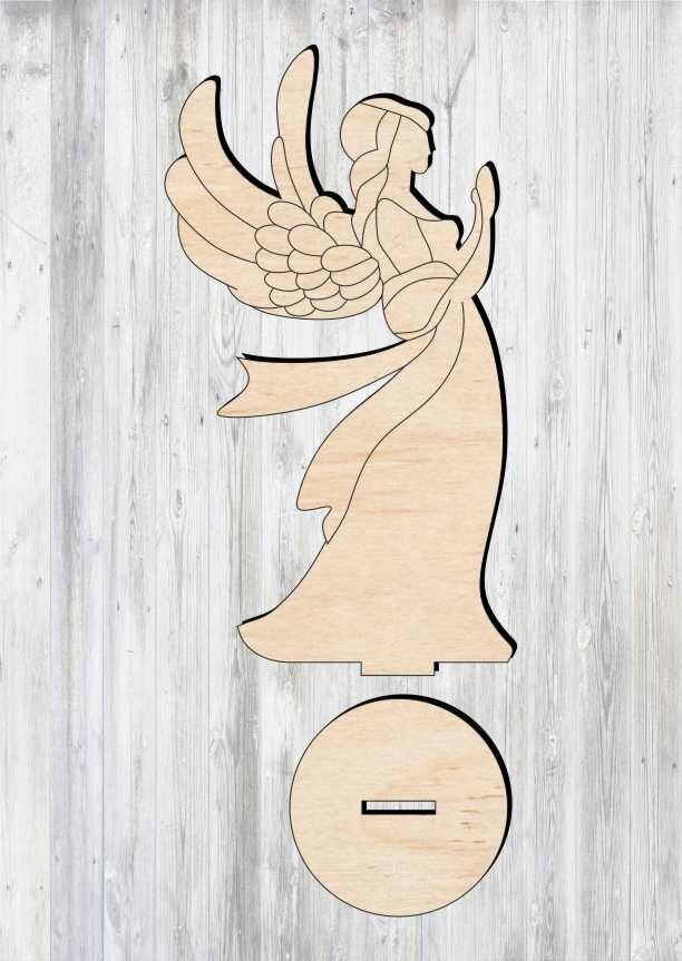 Σετ των 2 Intra απο ξύλο plywood 3mm-4mm πάχος - Ξύλινο στολίδι αγγέλου Δίασταση 10x10 cm Intraeaxys-eo0q6631