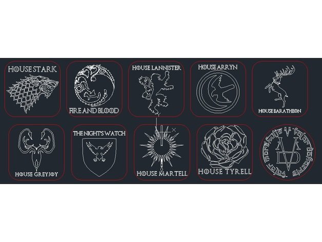 Intra απο ξύλο plywood 3mm-4mm πάχος - Game Of Thrones Coasters Red Cutting Line Δίασταση 30x30 cm Intraeaxys-pok38vd7