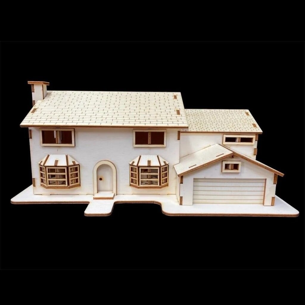 Intra απο ξύλο plywood 3mm-4mm πάχος - Κιτ 3D μοντέλων Wooden Simpsons House Δίασταση 40x50 cm Intraeaxys-91jdrep1