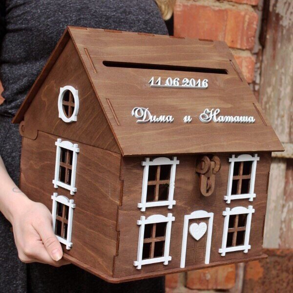 Intra απο ξύλο plywood 3mm-4mm πάχος - Διακόσμηση Γάμου Σπίτι σε σχήμα Κουτί χρημάτων Δίασταση 40x50 cm Intraeaxys-6o3yrgk7