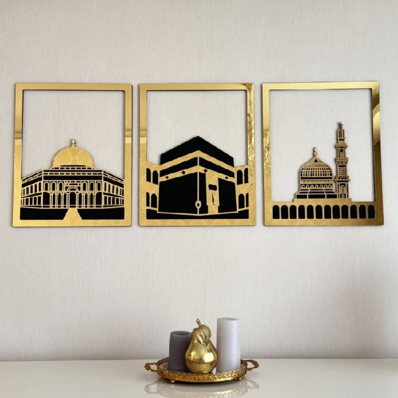Intra απο ξύλο plywood 3mm-4mm πάχος - Masjid Al Haram Masjid Al Aqsa Masjid Nabawi Ισλαμική Τέχνη τοίχου Δίασταση 30x30 cm Intraeaxys-eoxx2wxo