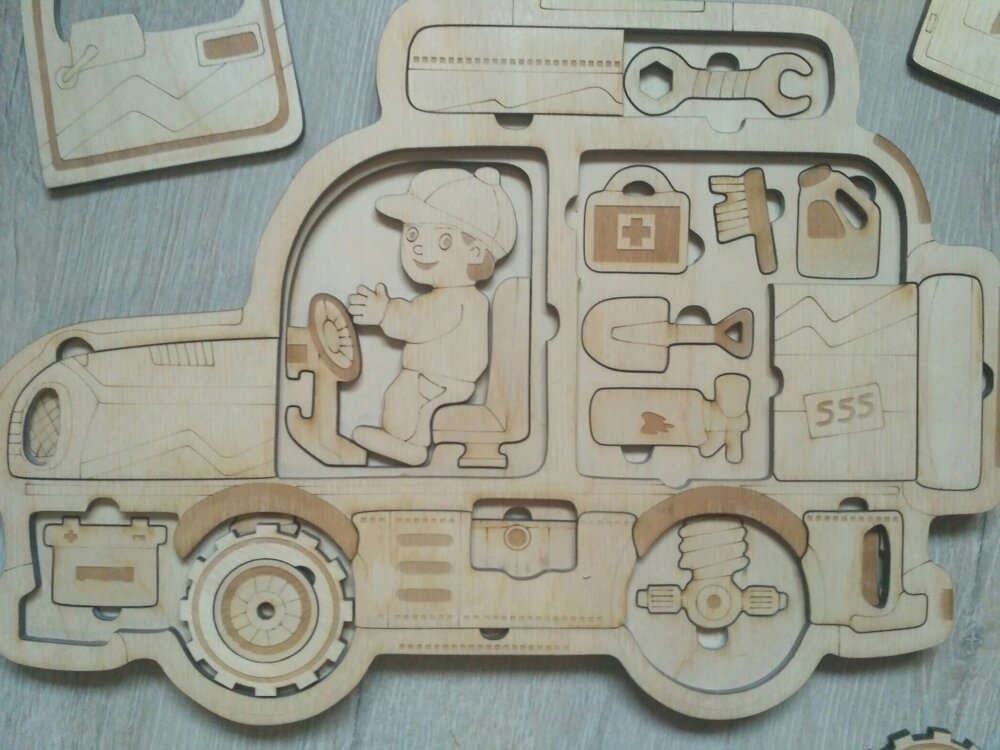 Intra απο ξύλο plywood 3mm-4mm πάχος - Jeep Kids Learning Puzzle Δίασταση 30x30 cm Intraeaxys-078yxk4o