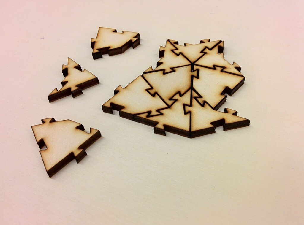 Intra απο ξύλο plywood 3mm-4mm πάχος - Συμπλεκόμενα πλακάκια Kite And Dart Penrose Δίασταση 30x30 cm Intraeaxys-6o3ymrp7