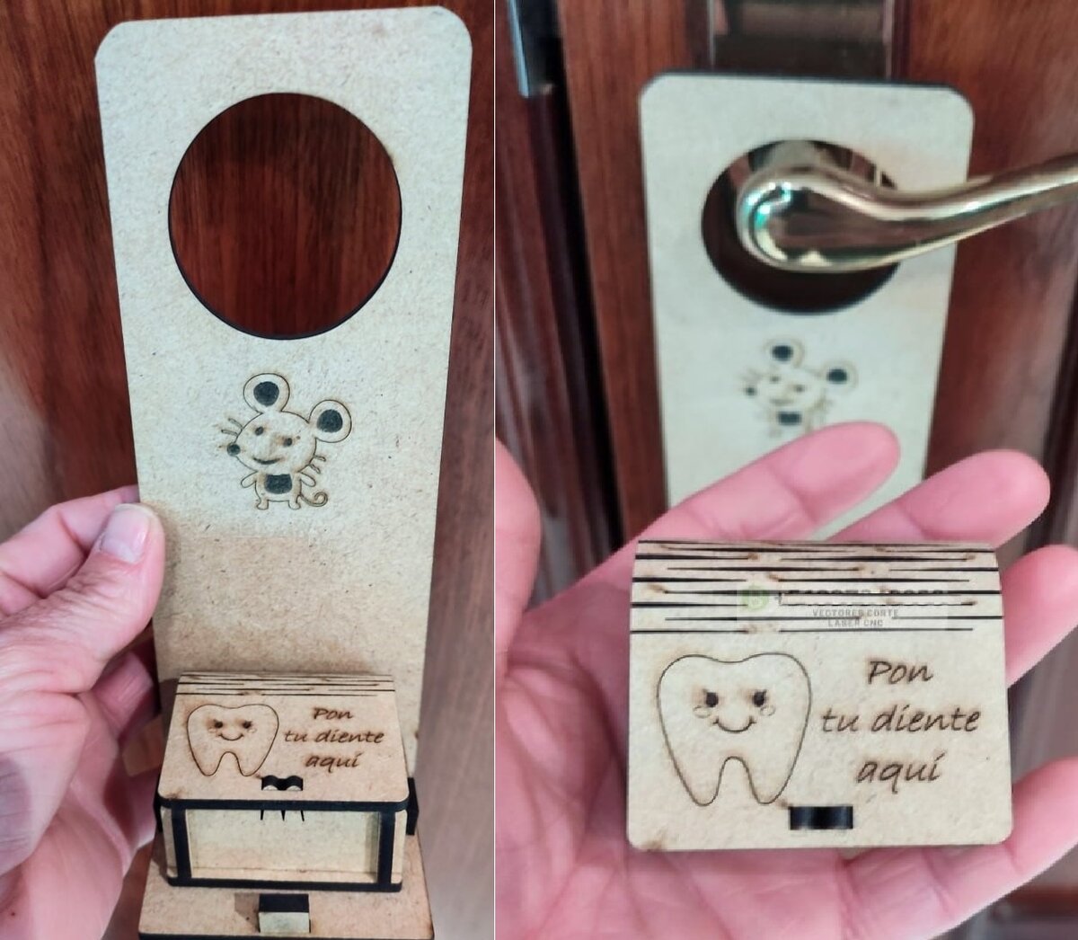 Intra απο ξύλο plywood 3mm-4mm πάχος - Κρεμάστρα πόρτας ποντικιού Perez Δίασταση 30x30 cm Intraeaxys-yon0key7