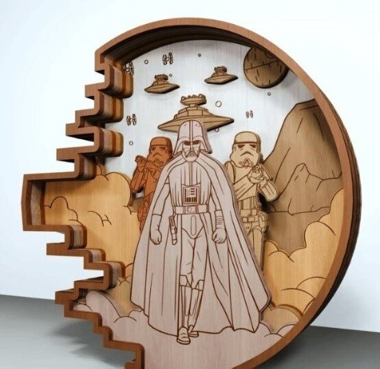 Intra απο ξύλο plywood 3mm-4mm πάχος - Star Wars Layered Wood Art Δίασταση 30x30 cm Intraeaxys-yon0kvk7