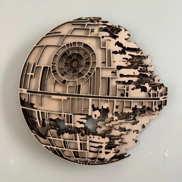 Intra απο ξύλο plywood 3mm-4mm πάχος - Death Star – Star Wars Layered Art Δίασταση 30x30 cm Intraeaxys-51rr96m1