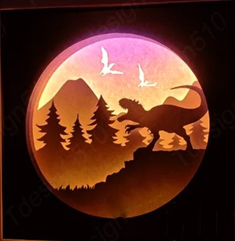 Intra απο ξύλο plywood 3mm-4mm πάχος - Χάρτινο Κουτί σκιών Light Box Dinosaurs Δίασταση 30x30 cm Intraeaxys-eo0q2v01