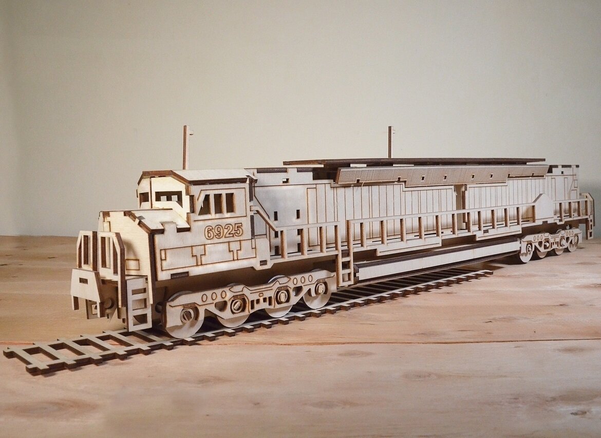 Intra απο ξύλο plywood 3mm-4mm πάχος - Railway Locomotive Engine 3D Puzzle 3mm Δίασταση 30x30 cm Intraeaxys-075ype3o