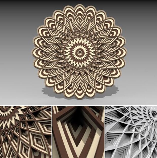 Intra απο ξύλο plywood 3mm-4mm πάχος - Πολυστρωματική 3D Mandala Δίασταση 30x30 cm Intraeaxys-ro6y4mq7