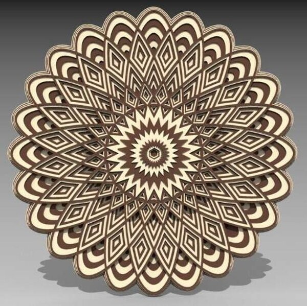 Intra απο ξύλο plywood 3mm-4mm πάχος - 3D Layered Mandala Δίασταση 30x30 cm Intraeaxys-6o3yljq7
