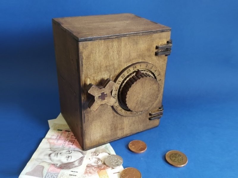 Intra απο ξύλο plywood 3mm-4mm πάχος - Ξύλινη θυρίδα αποθήκευσης θησαυρού Ξύλινη θυρίδα χρημάτων Δίασταση 30x30 cm Intraeaxys-6o3k05r1