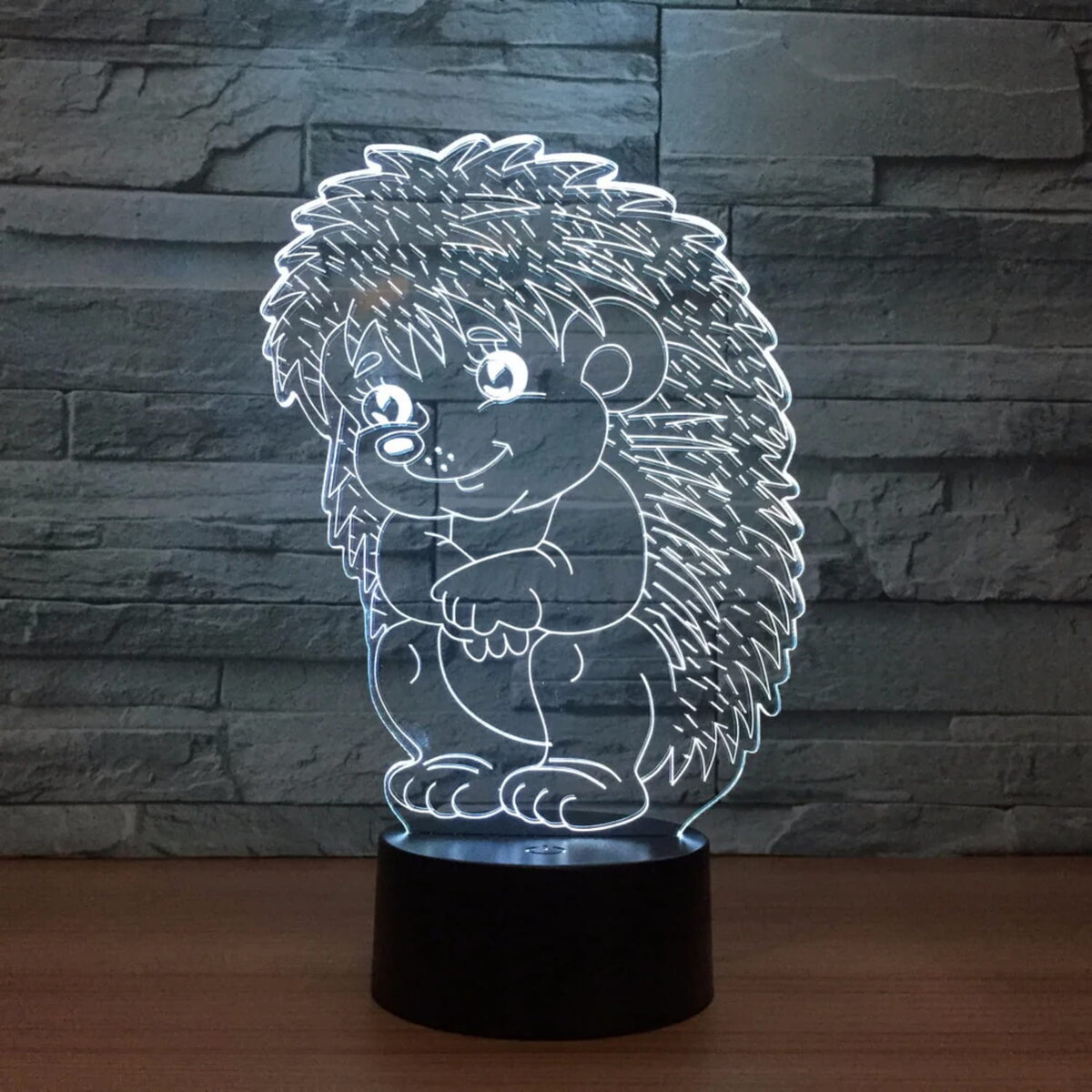 Intra απο ξύλο plywood 3mm-4mm πάχος - Hedgehog Acrylic 3D Illusion Night Light Δίασταση 20x20 cm Intraeaxys-d1lv4rxo