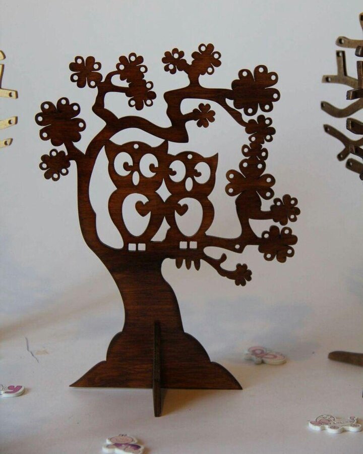 Intra απο ξύλο plywood 3mm-4mm πάχος - Owl Jewelry Holder Tree Stand επίδειξης κοσμημάτων Δίασταση 30x30 cm Intraeaxys-yon0l2y7