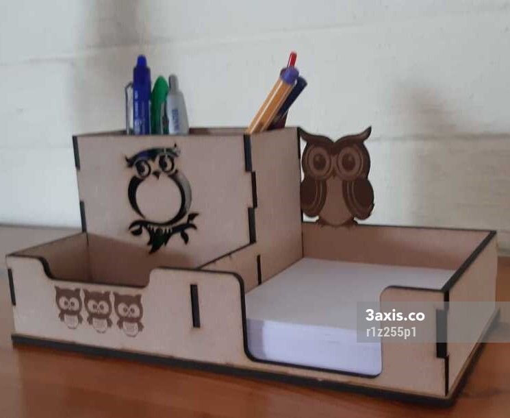 Intra απο ξύλο plywood 3mm-4mm πάχος - Owl Desk Organizer Αρχείο PDF 3mm Δίασταση 30x30 cm Intraeaxys-r1z255p1