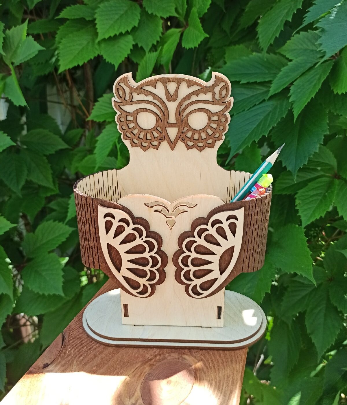 Intra απο ξύλο plywood 3mm-4mm πάχος - Owl Stroll Organizer γραφείου Δίασταση 30x30 cm Intraeaxys-078yxjqo