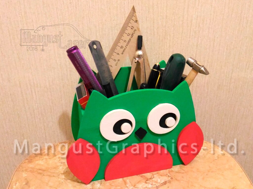 Intra απο ξύλο plywood 3mm-4mm πάχος - Owl Organizer Στυλόθήκη Δίασταση 30x30 cm Intraeaxys-eo4qk3y7