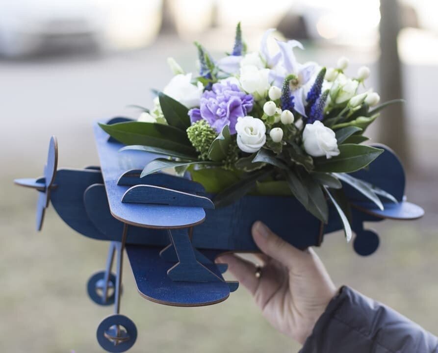 Intra απο ξύλο plywood 3mm-4mm πάχος - γλάστρα σε σχήμα αεροπλάνου Δίασταση 30x30 cm Intraeaxys-voq25zeo