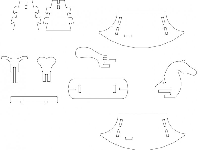 Intra απο ξύλο plywood 3mm-4mm πάχος - Παζλ Rocking Horse 2c Δίασταση 30x30 cm Intraeaxys-zo9wre1k