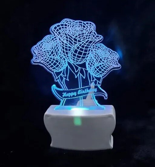 Intra απο ξύλο plywood 3mm-4mm πάχος - Roses 3D LED Night Light Δίασταση 30x30 cm Intraeaxys-d1lvg0xo