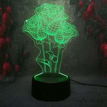 Intra απο ξύλο plywood 3mm-4mm πάχος - Roses Flower 3D Illusion Lamp Δίασταση 30x30 cm Intraeaxys-voq29e5o