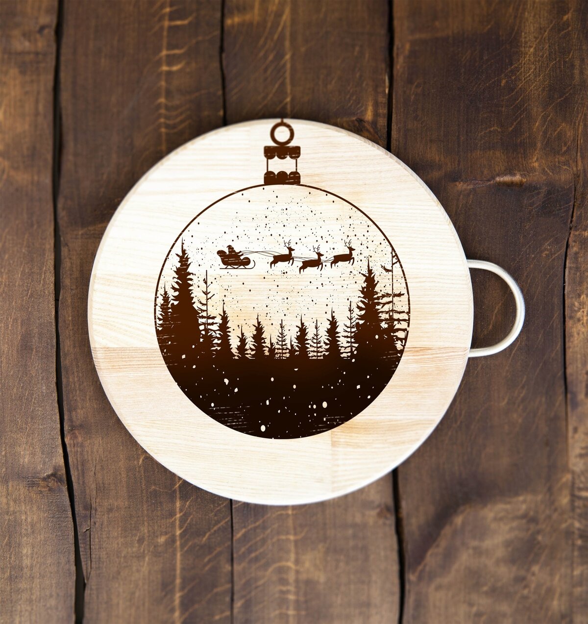 Intra απο ξύλο plywood 3mm-4mm πάχος - Χαρακτική με λέιζερ Χριστουγεννιάτικο Flying Santa Sleigh Τάρανδος Δίασταση 30x30 cm Intraeaxys-6o3y3qr7