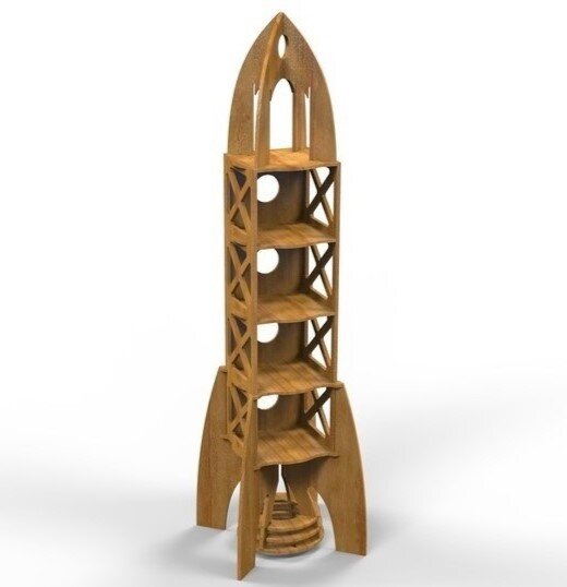 Intra απο ξύλο plywood 3mm-4mm πάχος - Διαστημόπλοιο Βιβλιοθήκη Διαστημόπλοιο Διακόσμηση Παιδικού Δωματίου Δίασταση 30x30 cm Intraeaxys-ro6y5gq7