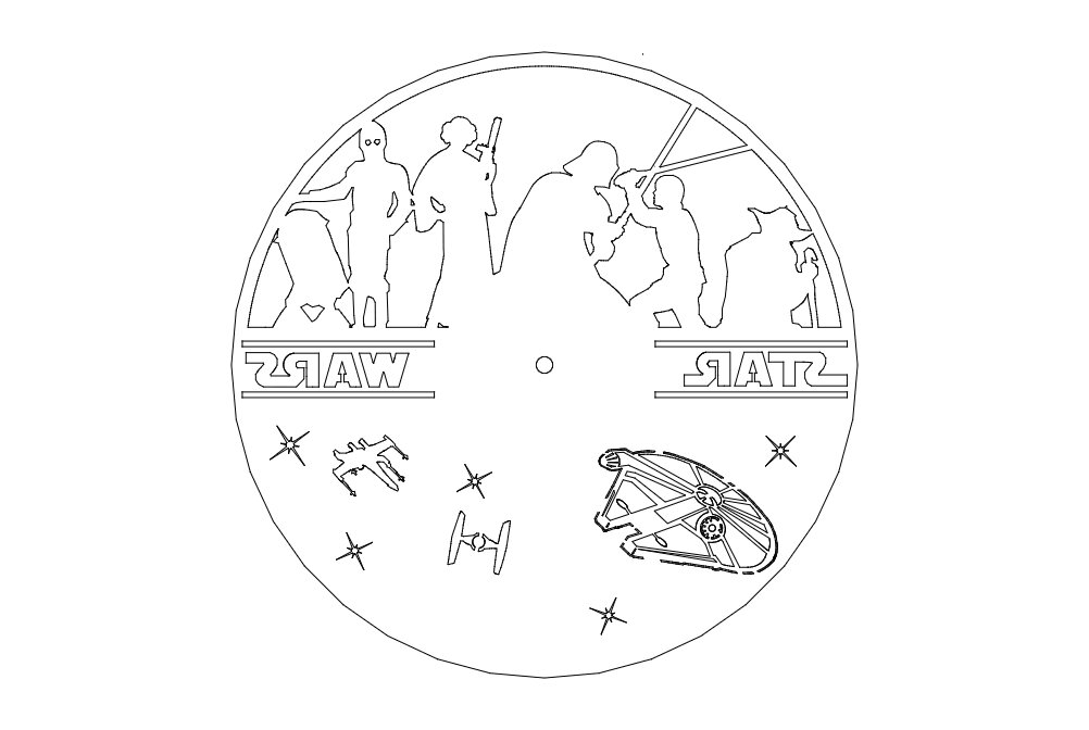 Intra απο ξύλο plywood 3mm-4mm πάχος - Clock On A Record – Star Wars Δίασταση 30x30 cm Intraeaxys-voqm9q12