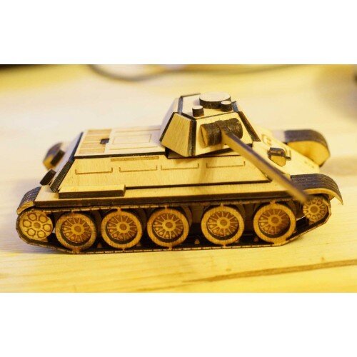 Intra απο ξύλο plywood 3mm-4mm πάχος - Ξύλινο Tank T-34 3D Puzzle 3mm Δίασταση 30x30 cm Intraeaxys-e1gkmxxo