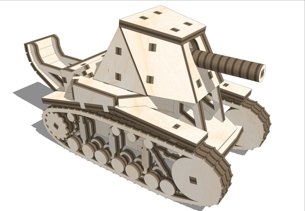 Intra απο ξύλο plywood 3mm-4mm πάχος - SU-18 Tank 3D Puzzle Δίασταση 30x30 cm Intraeaxys-ro6ylv37