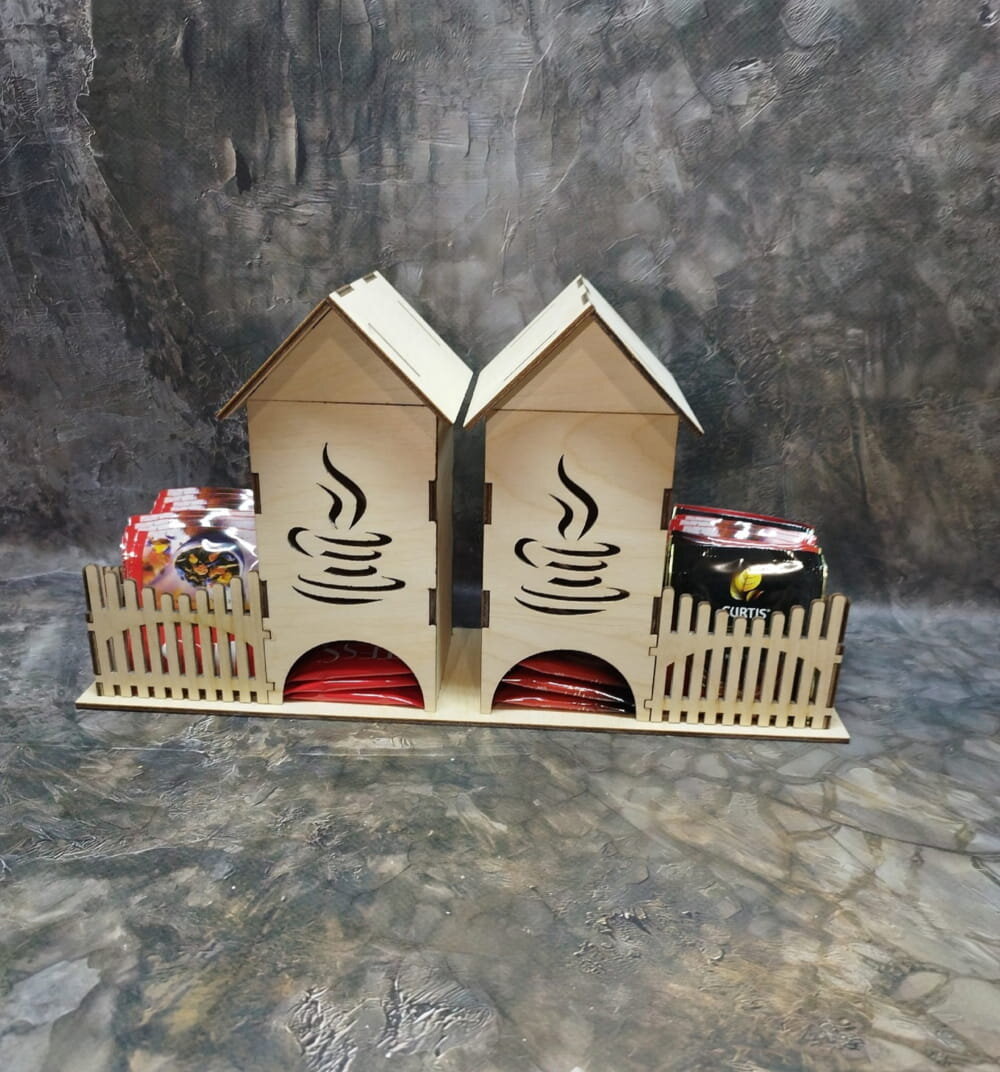 Intra απο ξύλο plywood 3mm-4mm πάχος - Tea Bag House Tea Bag Dispenser Δίασταση 40x50 cm Intraeaxys-eo4qvz87