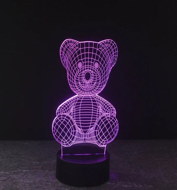 Intra απο ξύλο plywood 3mm-4mm πάχος - Teddy Bear 3D Illusion Lamp Δίασταση 30x30 cm Intraeaxys-eo2028q7
